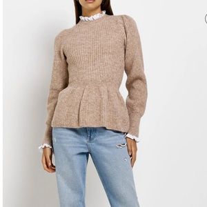 Frill Collar Peplum Sweater